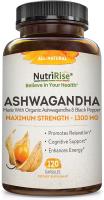 Organic Ashwagandha Capsules - High Potency 1300 mg with Black Pepper for Enhanced Absorption, Stres