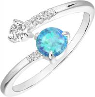 PAVOI 14K Gold Plated Adjustable Created Opal Rings Stacking Gold Rings for Women – (White Gold)