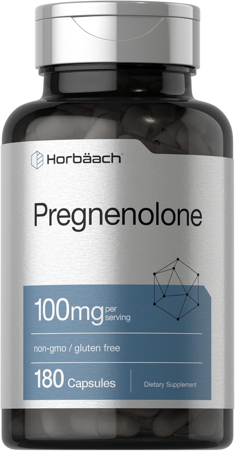 Pregnenolone 100mg Supplement - 180 Non-GMO & 
