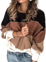 PRETTYGARDEN Women’s Fashion Long Sleeve Striped Color Block Knitted Sweater Crew Neck Loose Pullo