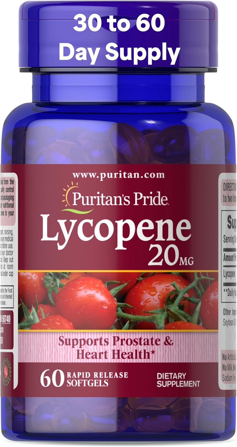Puritan's Pride Premium Lycopene 20mg - 60 Rapid Release Softgels