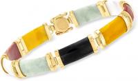 Ross-Simons Good Fortune Multicolored Jade Bracele