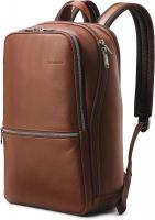Samsonite Classic Leather Slim Backpack, Cognac, One Size - Cognac Brown