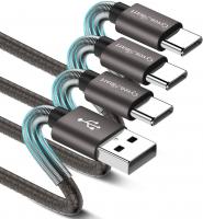 Samsung Galaxy S9 S8 S8 Plus Note 8 USB Type C Cable Fast Charger Gray 3ft - Pack of 3