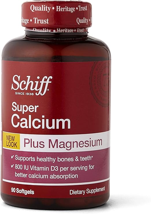 Schiff Super Calcium 1200mg Plus Magnesium with Vitamin D3, 90 softgels - Calcium Supplement