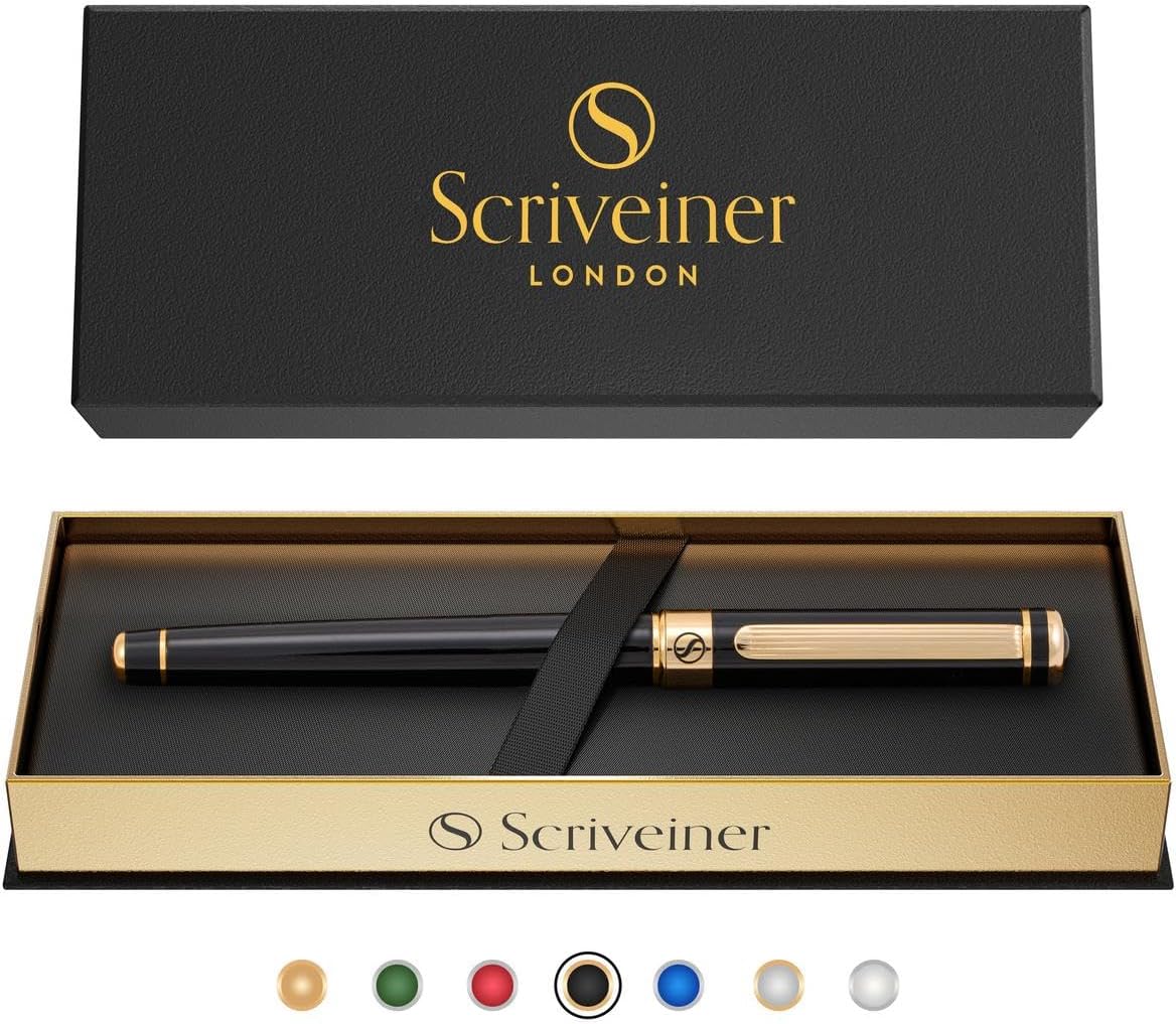 Scriveiner Black Lacquer Rollerball Pen - Luxury G