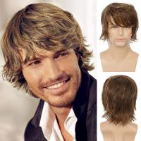 Short Brown Wig for Men, Layered Natural Fluffy Sy&hellip;