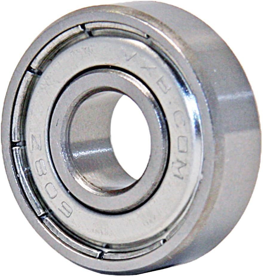 VXB 608 ZZ Skateboard Bearings, Double Shielded, Silver (Pack of 8)