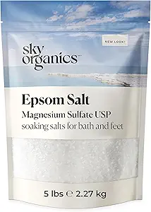 Epsom Salt By Sky Organics (5 LBS)- 100% Pure Magnesium Sulfate-Natural, USP Grade, Kosher, Non-GMO 