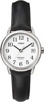 Timex Women T2H331 Quartz Easy Reader Watch with Analogue Display and Genuine Leather Strap Black Ba