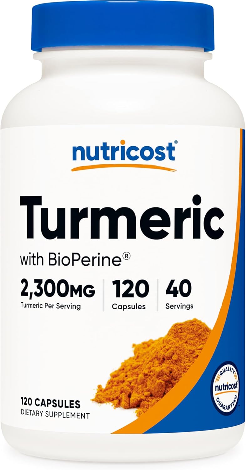 Nutricost Turmeric Curcumin with BioPerine – 2300mg, 120 Veggie Capsules, Premium Imported Supplement for Joint Health & Immunity