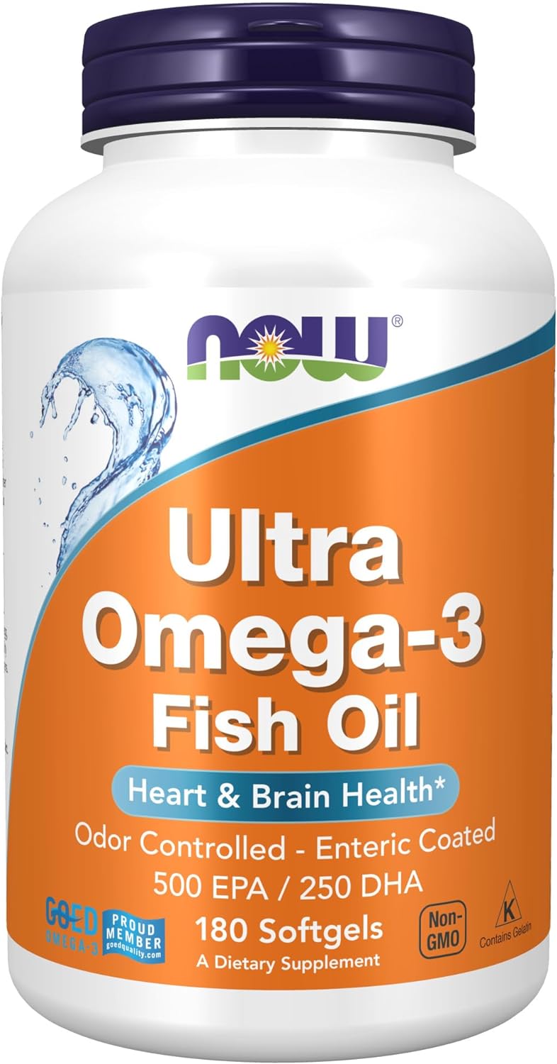 NOW Foods Ultra Omega-3, Fish Oil Softgels - 1800 mg EPA/DHA per Serving, 180 Count | Molecularly Di