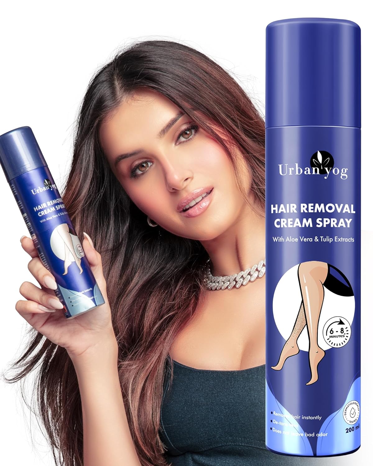 Urban Yog Hair Removal Cream Spray for Women - 6.7 Fl.Oz (200 ML)