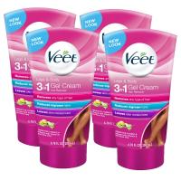 Veet Fast Acting Hair Remover Gel Cream for Legs and Body, Sensitive Formula, (Pack of 4) - 6.78 Fl 