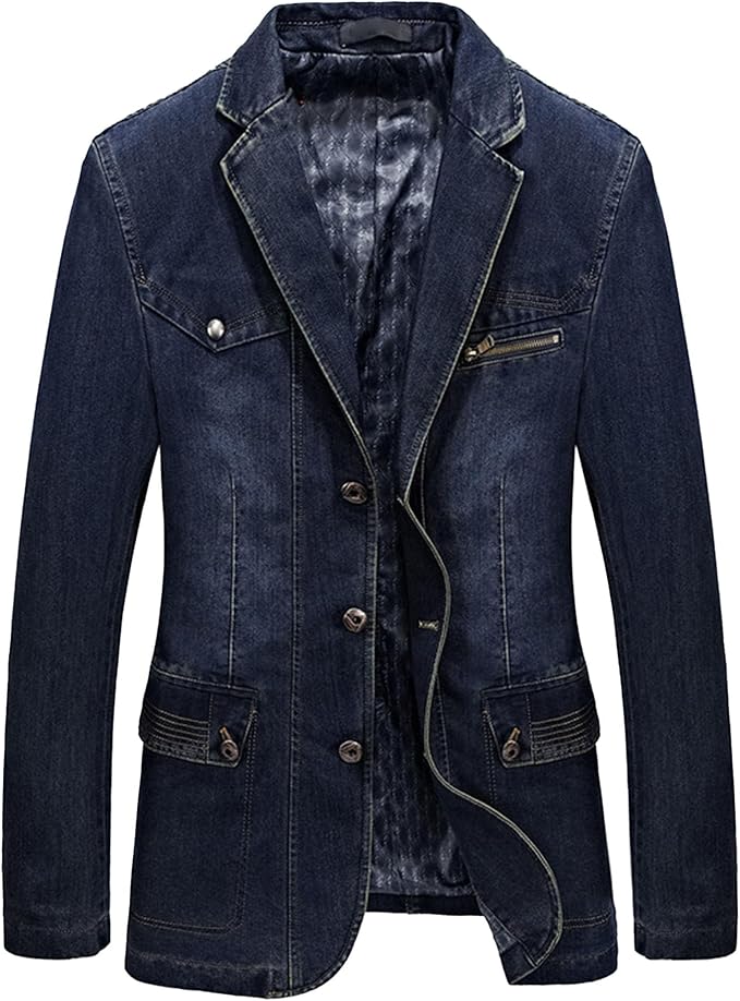 Men's Slim Fit Denim Blazer - Three Button Sport C