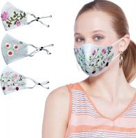 Women Floral Embroidered Face Mask Cotton Lining H