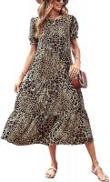 Women's Summer Casual Boho Dress Floral Print Ruff