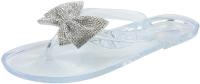 Womens Rhinestone Bow Flip Flops Jelly Flat Sandal - (Clear, 8)