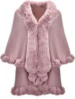 ZLYC Women Fine Knit Open Front Faux Fur Trim Laye
