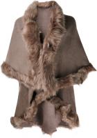 ZLYC Women Fine Knit Open Front Faux Fur Trim Laye