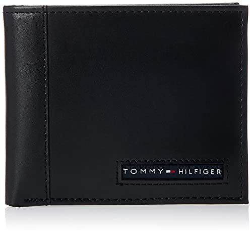 Tommy Hilfiger Men's Leather Wallet - Thin Sleek Casual Bifold With 6 Credit Card Pockets And Removable ID Window, Black Cambridge