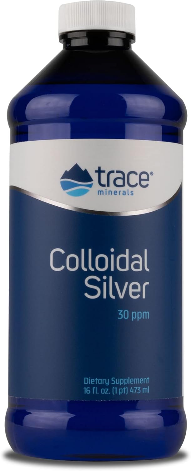 Trace Minerals Colloidal Silver Liquid - 30 PPM Mineral Supplement, 16 fl oz, 99.99% Pure