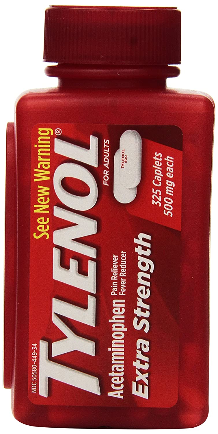 Tylenol Extra Strength Acetaminophen 500mg - 325 Caplets for Effective Pain Relief & Fever Reduction - Trusted Headache, Muscle & Back Pain Medicine - Imported from USA