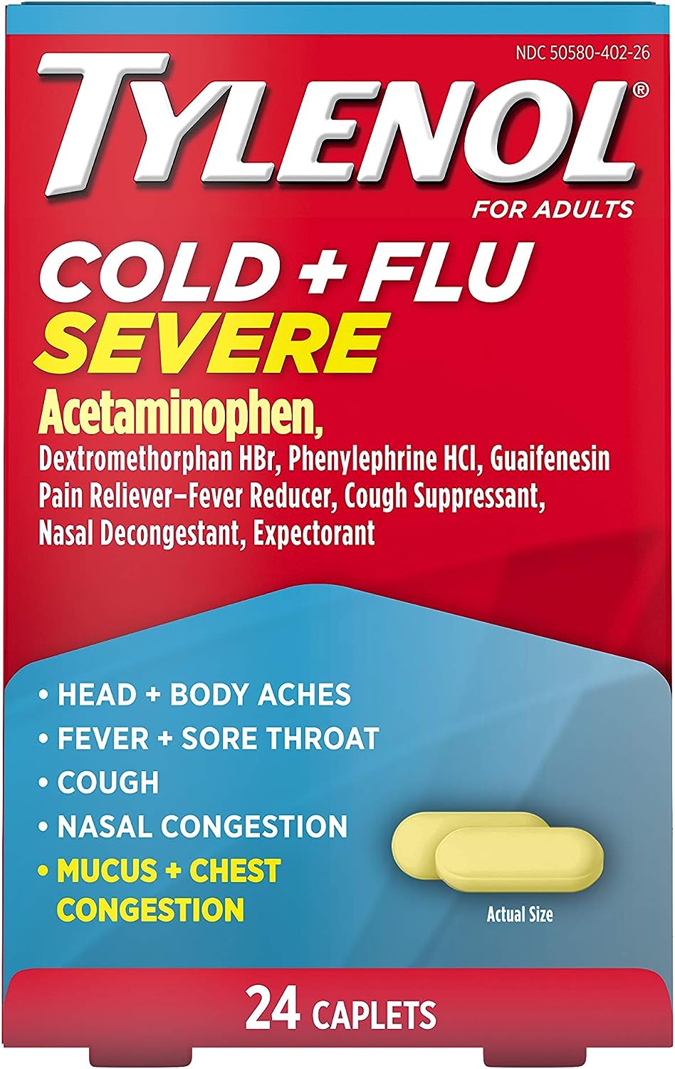 Combat the Cold & Flu: Tylenol Severe Caplets for Fast Relief, 24 ct