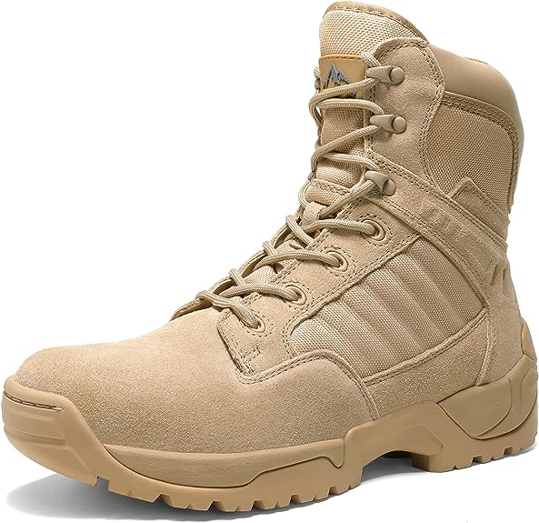Rugged NORTIV 8 Men's Military Tactical Work Boots with Side Zipper,