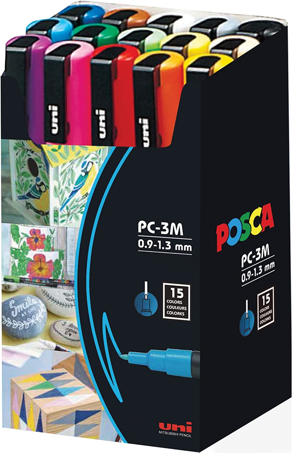 Uni-posca Paint Marker Pen - Fine Point - Set of 15 (PC-3M15C)