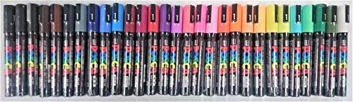 Uni Posca Paint Marker Pen, Medium Point(PC5M),  with Original Vinyl Pen Case - 29 Colors