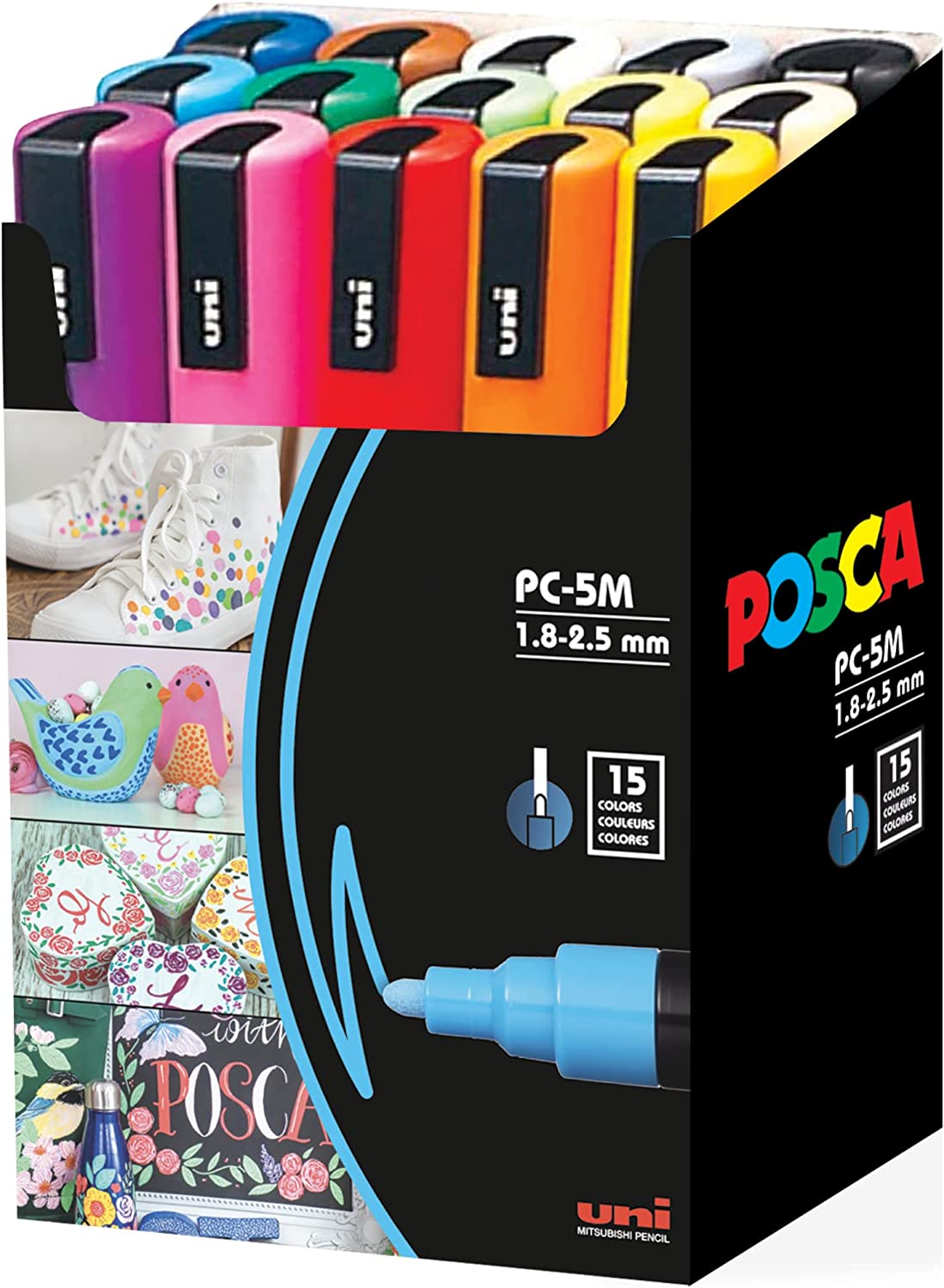 Uni-posca Paint Marker Pen - Medium Point - Set of 15 (PC-5M15C)