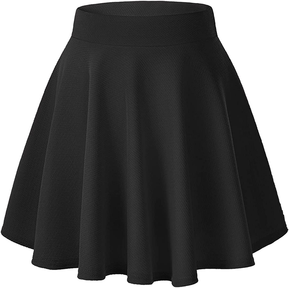 Urban CoCo Women's Basic Versatile Stretchy Flared Casual Mini Skater Skirt - Black