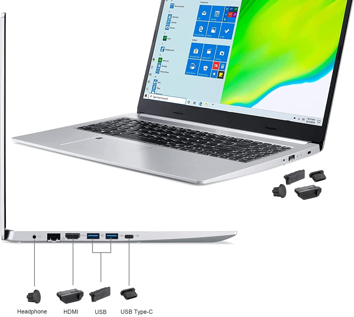 USB Port Caps, Anti Dust USB Silicone Caps, HDMI, Type-C & Headphone Port Silicone Covers, 20 Count