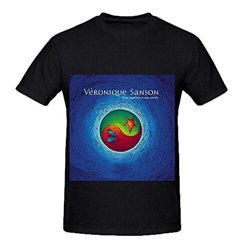 Veronique Sanson Dun Papillon Une Toile Hits Men Crew Neck Big Tall Shirts -Black