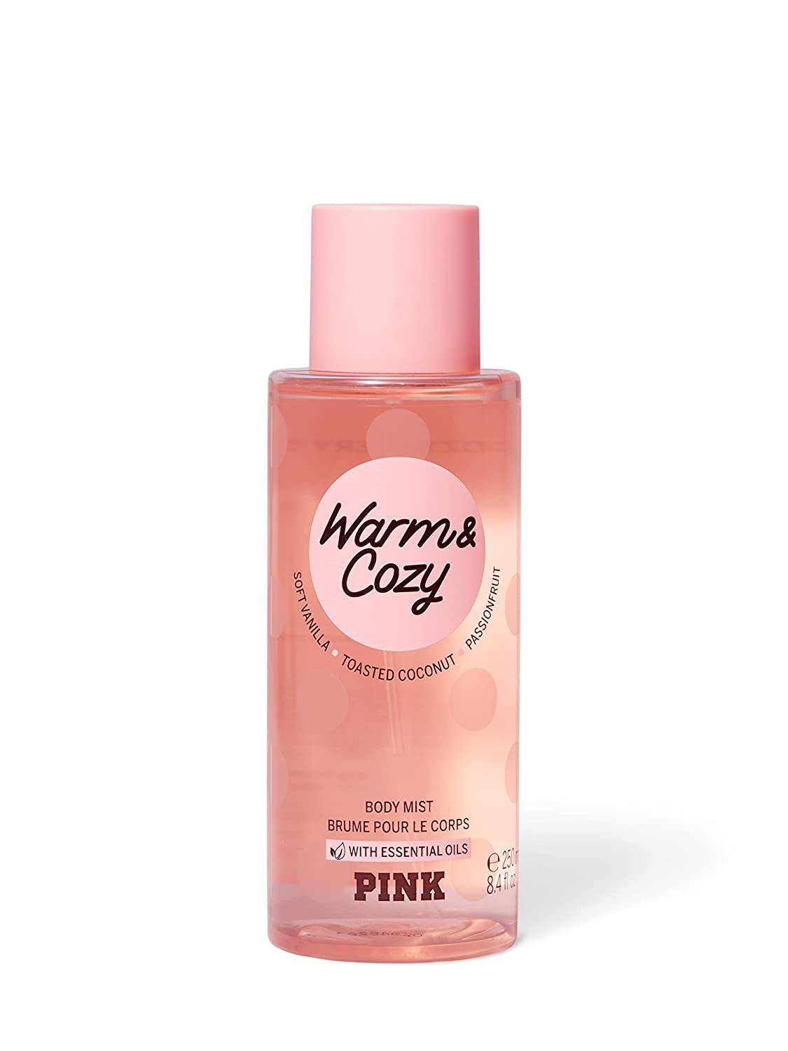 Victoria's Secret Women's Pink Warm and Cozy Body Mist Body Spray with Essential Oils - 8.4 Fl.Oz (250ml)
