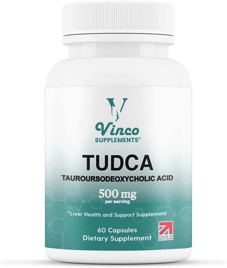 Vinco TUDCA 500mg Bile Salt Capsules – Liver Support & Detox Supplement (60 Capsules, Non-GMO & Gluten-Free)