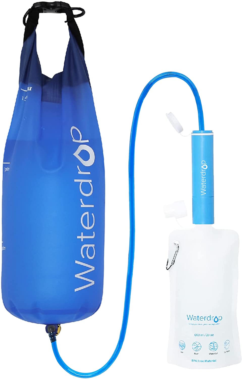 Waterdrop Gravity Water Filtration System, Water Purifier Survival for Travel, Backpacking and Emergency Preparedness - 1.5 gal Bag