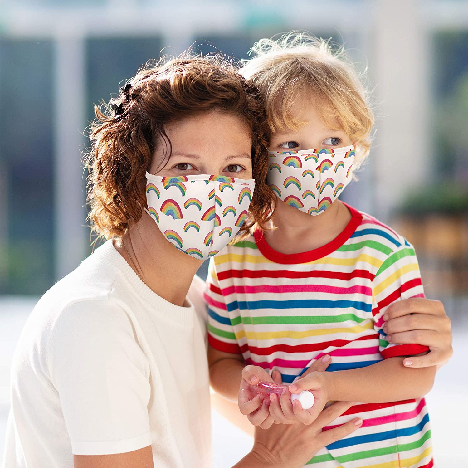 Weddingstar 3-Ply Adult Washable Cloth Face Mask Reusable and Adjustable with Filter Pocket - Rainbow