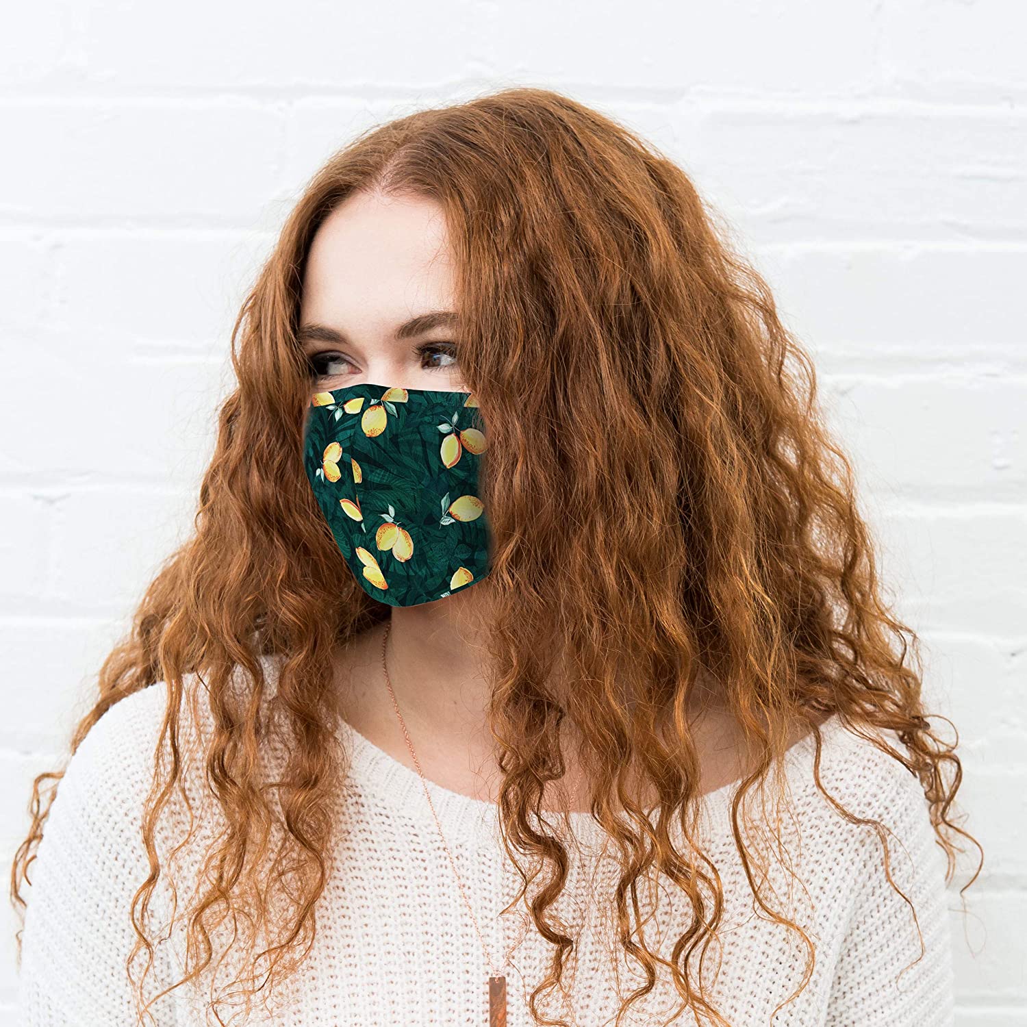 Weddingstar 3-Ply Adult Washable Cloth Face Mask Reusable and Adjustable with Filter Pocket - Lemon