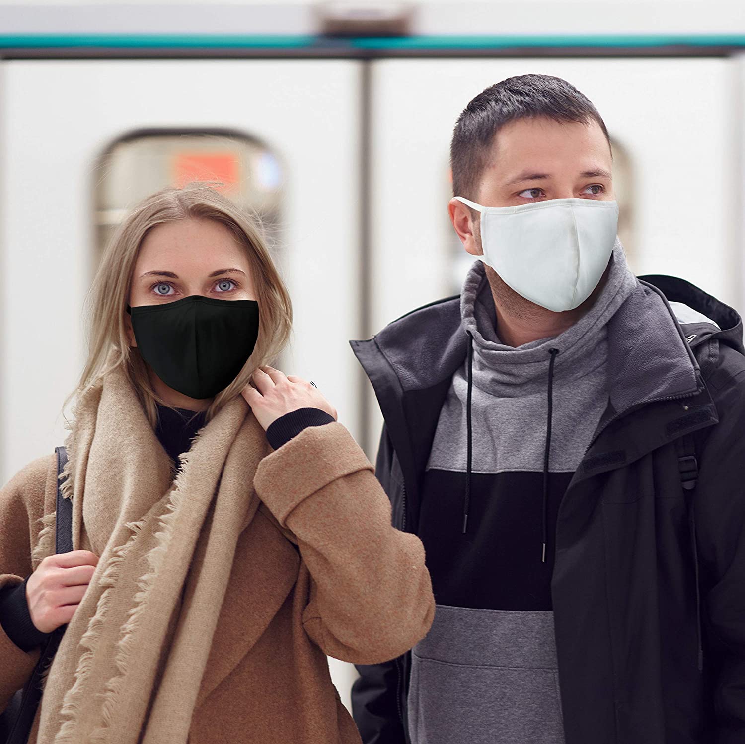 Weddingstar 3-Ply Adult Washable Cloth Face Mask Reusable and Adjustable with Filter Pocket - Black