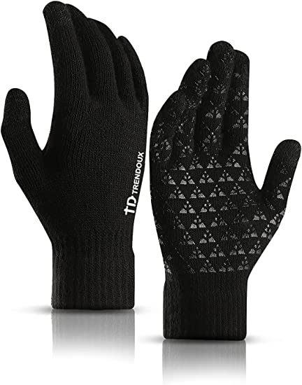Winter Gloves for Men & Women - Upgraded Touch Screen Anti-Slip Silicone Gel - Elastic Cuff - Black