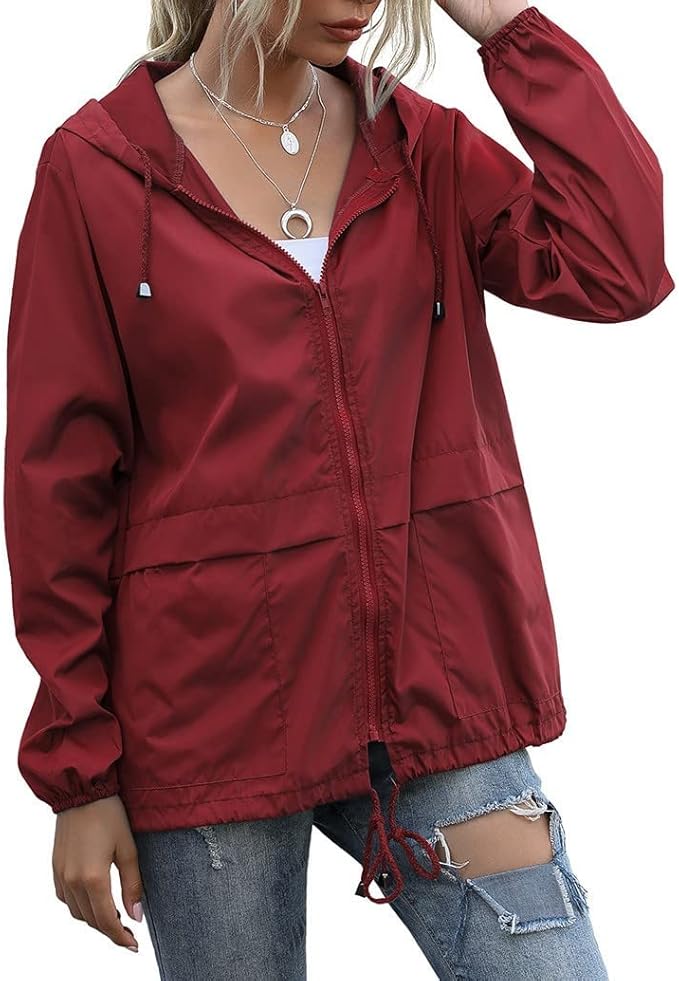 Women's Lightweight Waterproof Raincoat - Hooded Trench Length Windbreaker Jacket w/Pockets - USA Imported via Amazon Pakistan