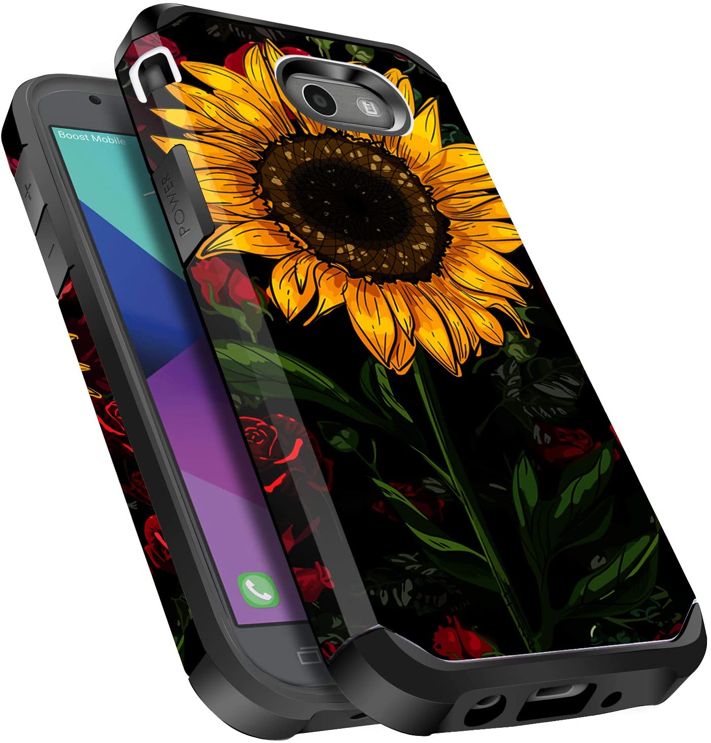 Women's Samsung Galaxy J7 Prime / J7 V / J7 Sky Pro/Halo Sunflower Art Case Cover, Protector - Rose Flower/Sunflower