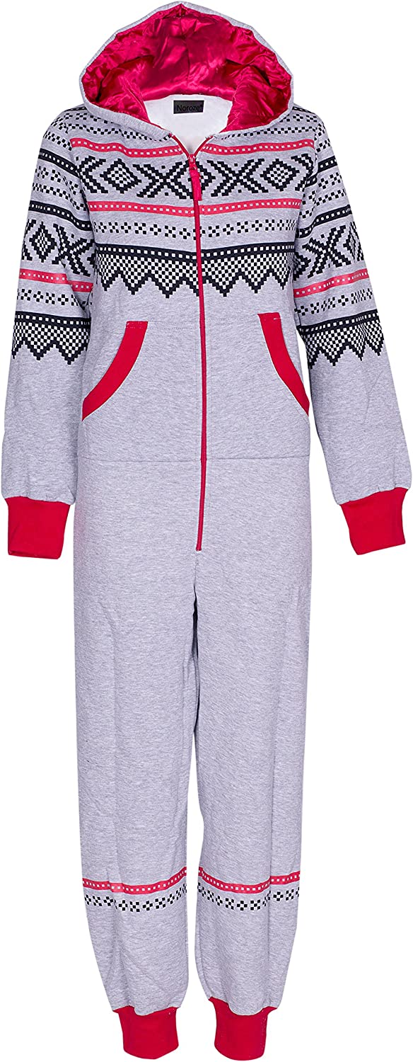 Womens Aztec Print Onesie Jumpsuit - Grey
