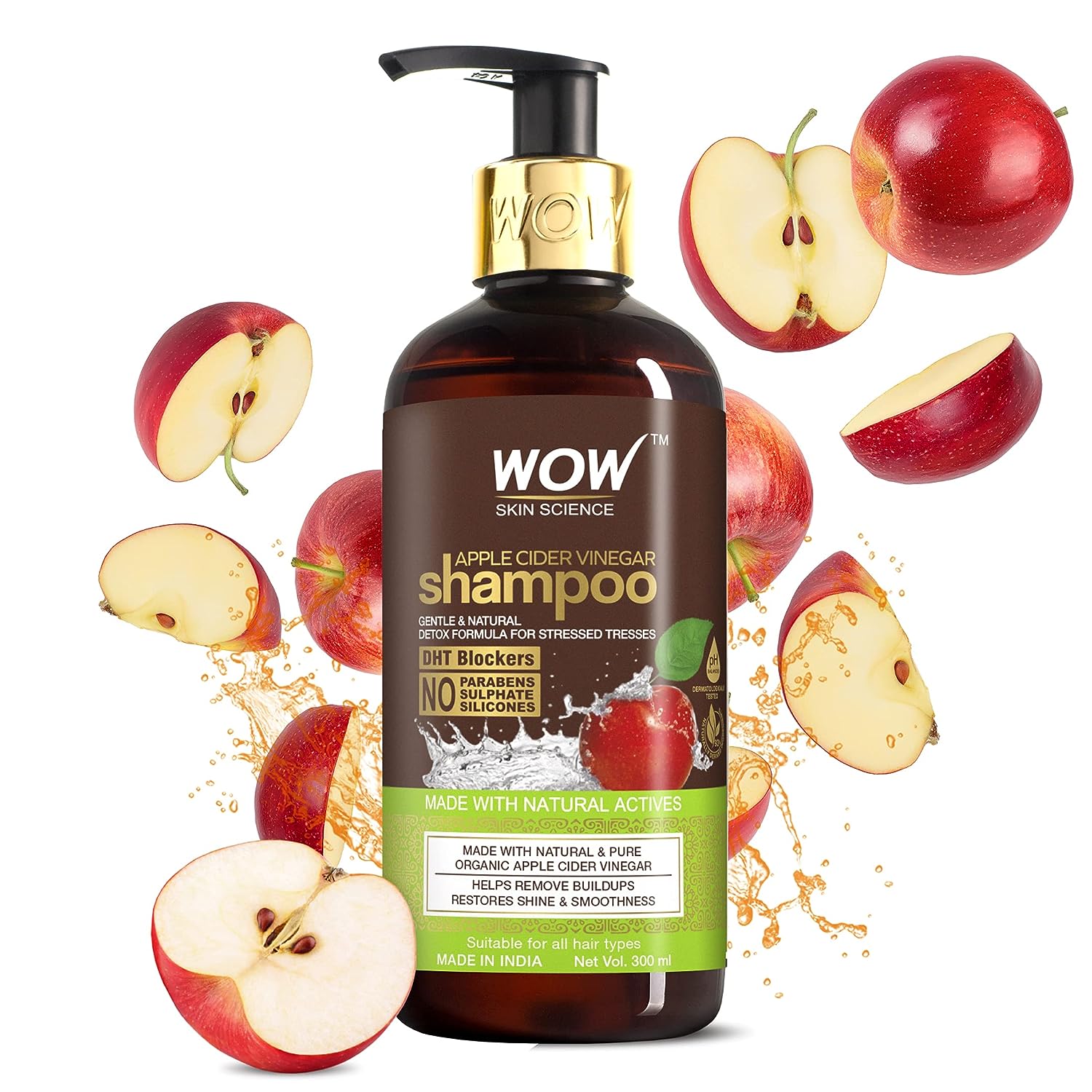 WOW Apple Cider Vinegar No Parabens & Sulphate Shampoo, 300mL