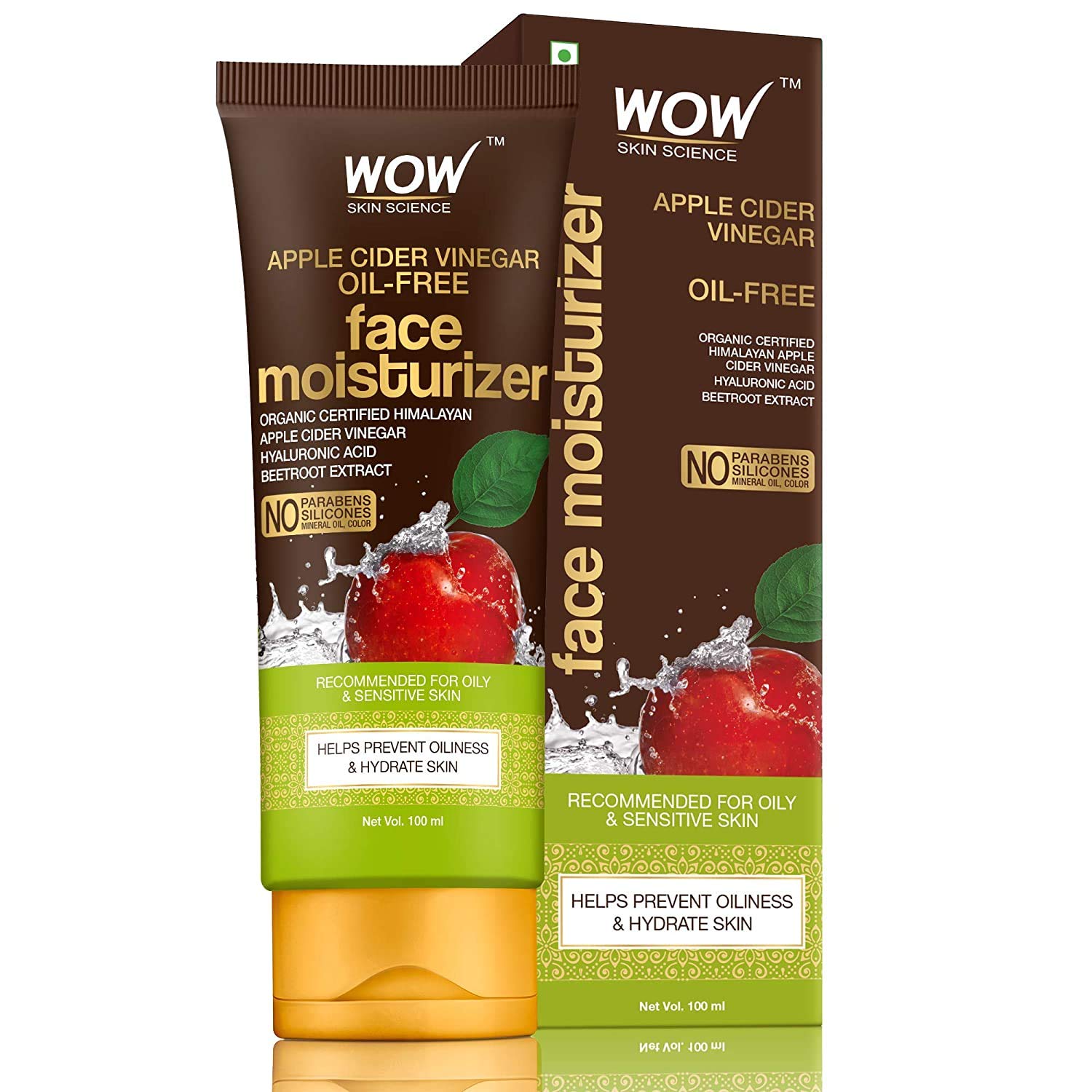 WOW Skin Science Organic Apple Cider Vinegar Oil Free Face Moisturizer - 3.3 Fl Oz (100 ml)