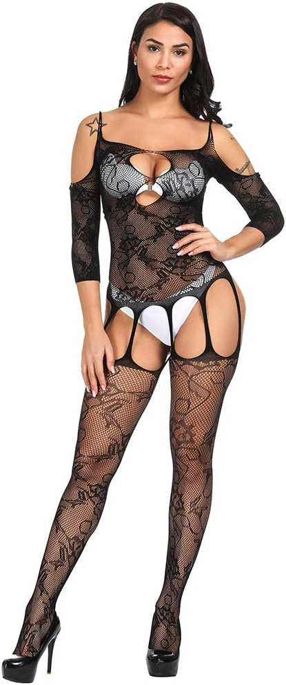 xoxingysm Women’s High-Waist Thigh-High Tights & Lace Bodysuit (B) — Sexy Pantyhose, Soft Lingerie | Imported