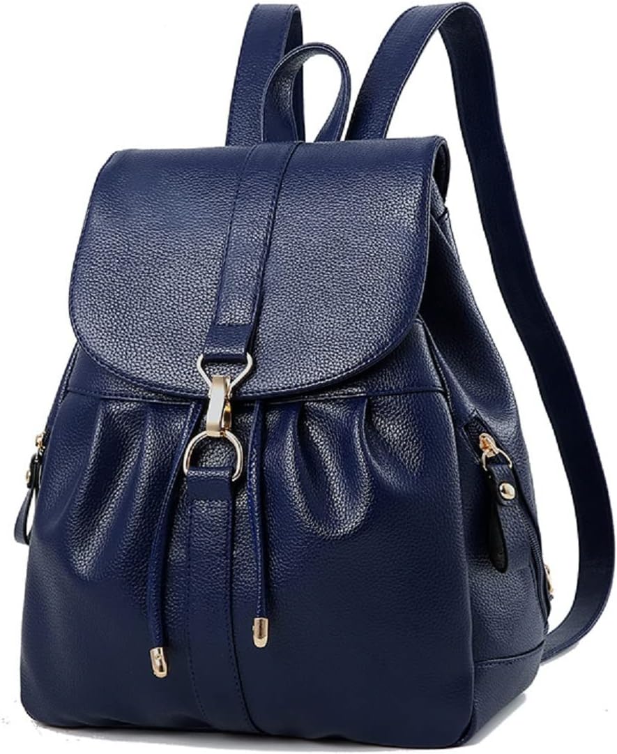 YOUNXSL Women's Fashion Backpack - Blue PU Leather Shoulder Bag Rucksack Purse for College, Office & Travel