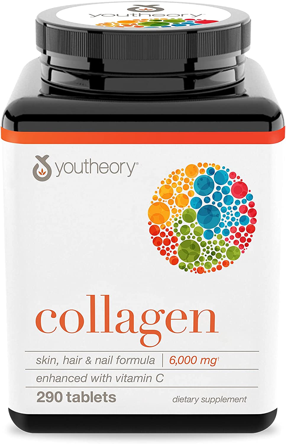 Youtheory Collagen with Vitamin C, 6000mg for Skin, Hair, & Nails Dietary Supplement- 290 Tablets